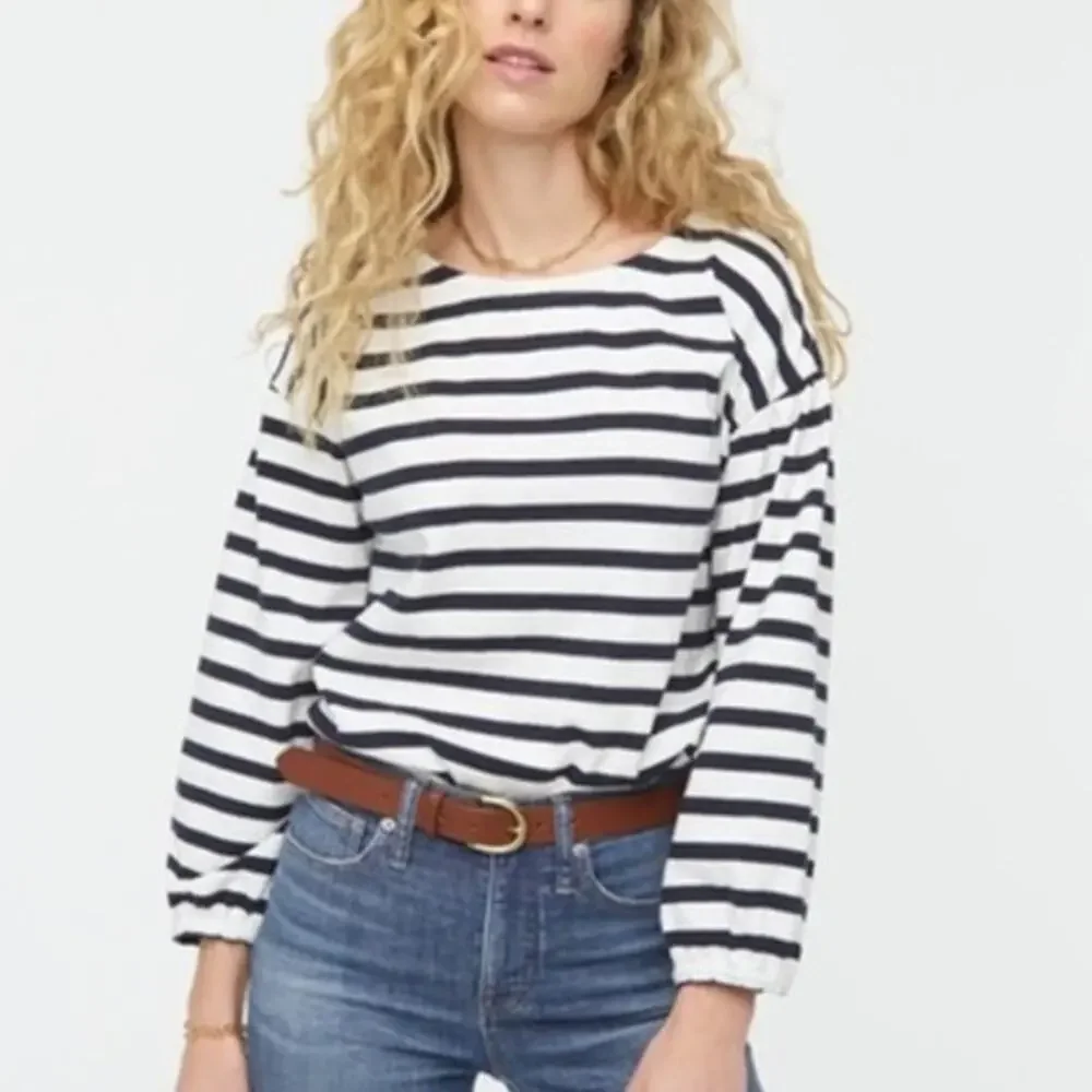 J Crew Mariner Cloth Puff Sleeve Striped Top XS